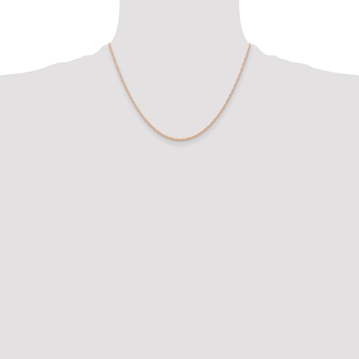 14k  Rose Gold .6 mm Carded Cable Rope Chain
