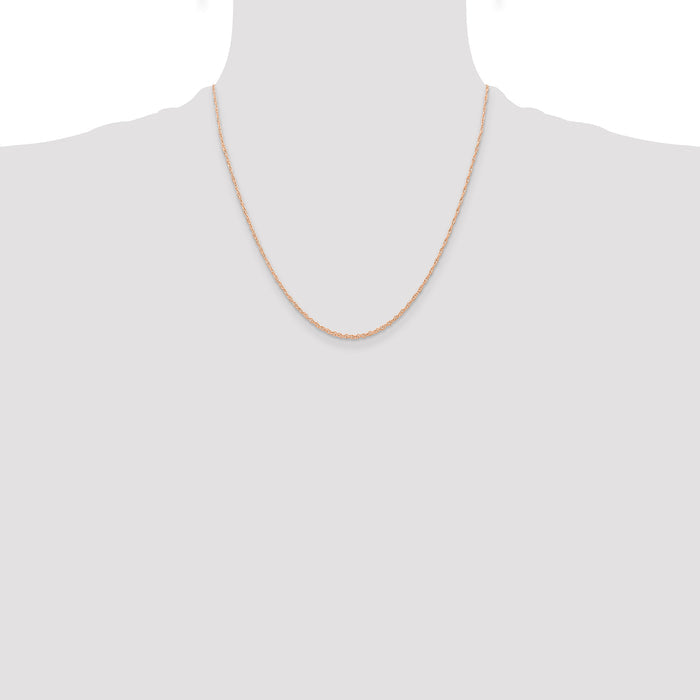 14k  Rose Gold .6 mm Carded Cable Rope Chain