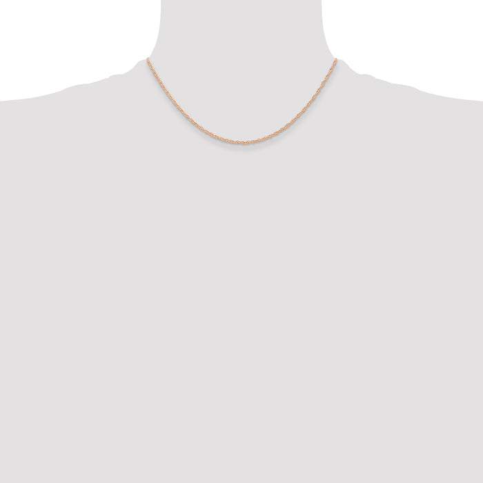 14k  Rose Gold .6 mm Carded Cable Rope Chain