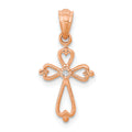 14K Rose Gold Diamond Accented Cross Pendant