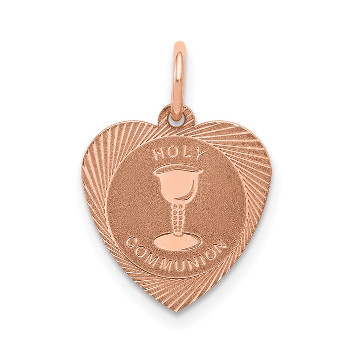 14k Rose Gold Holy Communion Heart Charm