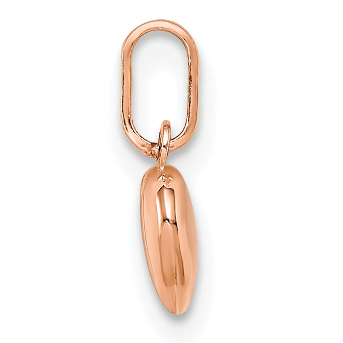 14K Rose Gold Polished 3-D Heart Charm