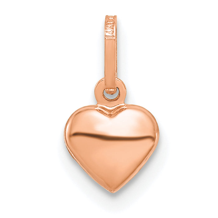 14K Rose Gold Polished 3-D Heart Charm