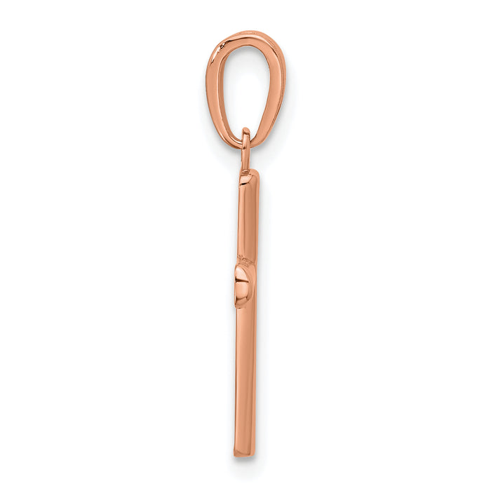 14K Rose Gold Polished Beveled Cross w/ Round Tips Charm