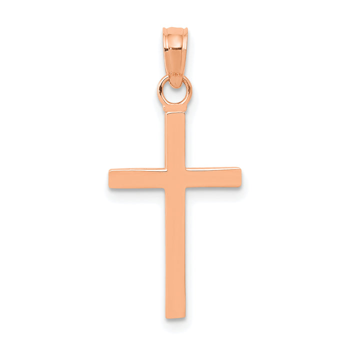 14k Rose Gold Polished Cross Pendant