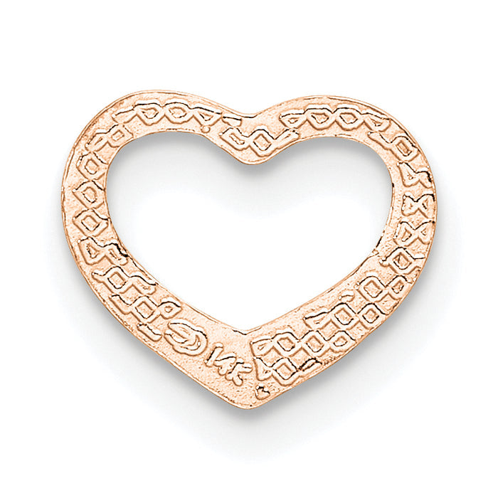 14K Rose Polished Heart Chain Slide