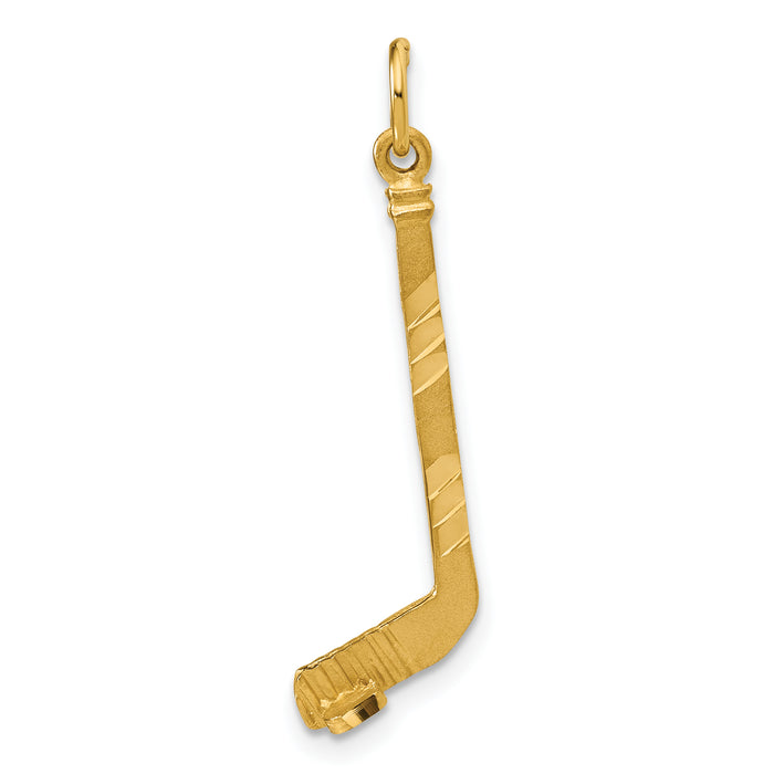 14k Satin D/C Hockey Stick Charm