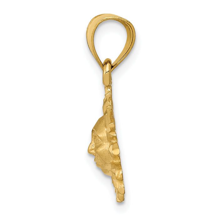 14k Satin Diamond-cut Sun Pendant