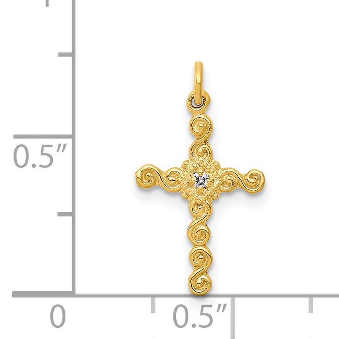 14k Small .01ct. Diamond Cross Charm