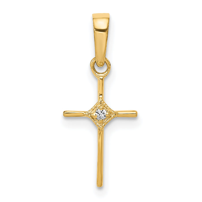 14k Small .01ct. Diamond Cross Pendant
