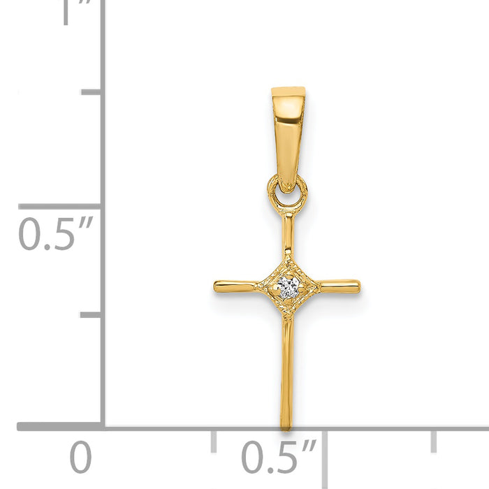 14k Small .01ct. Diamond Cross Pendant