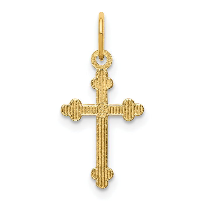 14k Small D/C Budded Cross Pendant