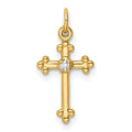 14k Small Diamond Budded Cross Pendant
