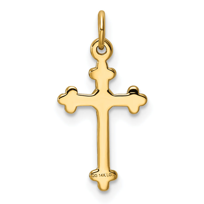 14k Small Diamond Budded Cross Pendant