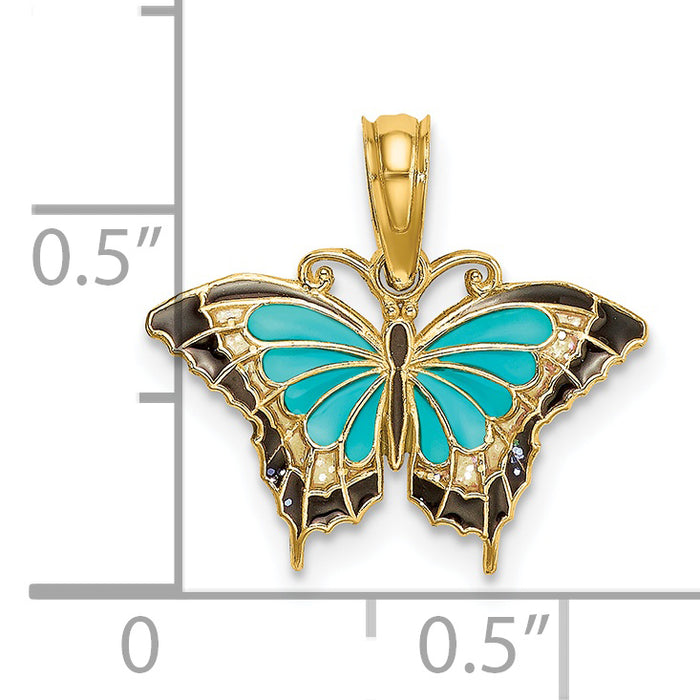 14K Small Enameled Wings Butterfly Charm