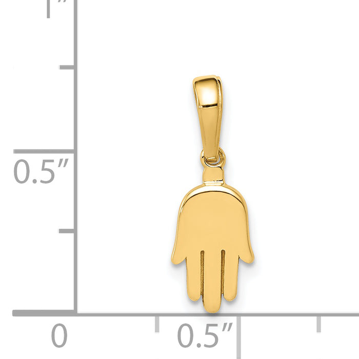 14K Small Solid Hamsa Pendant