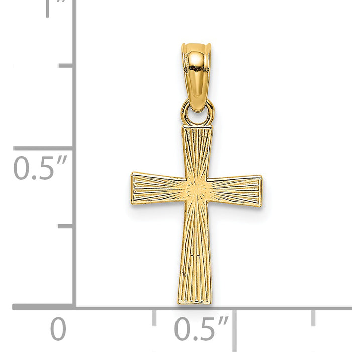 14K Small Textured Cross Charm