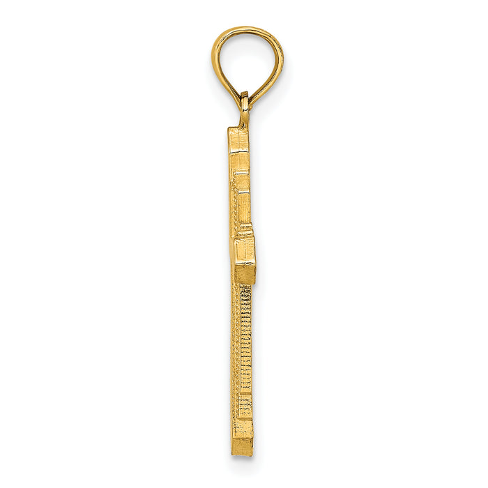 14K Solid Beaded Cross Charm