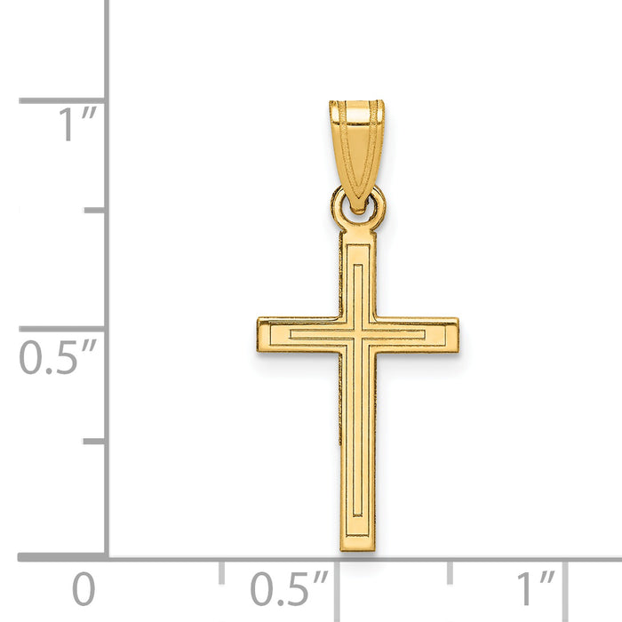 14k Solid Laser Etched Cross Pendant