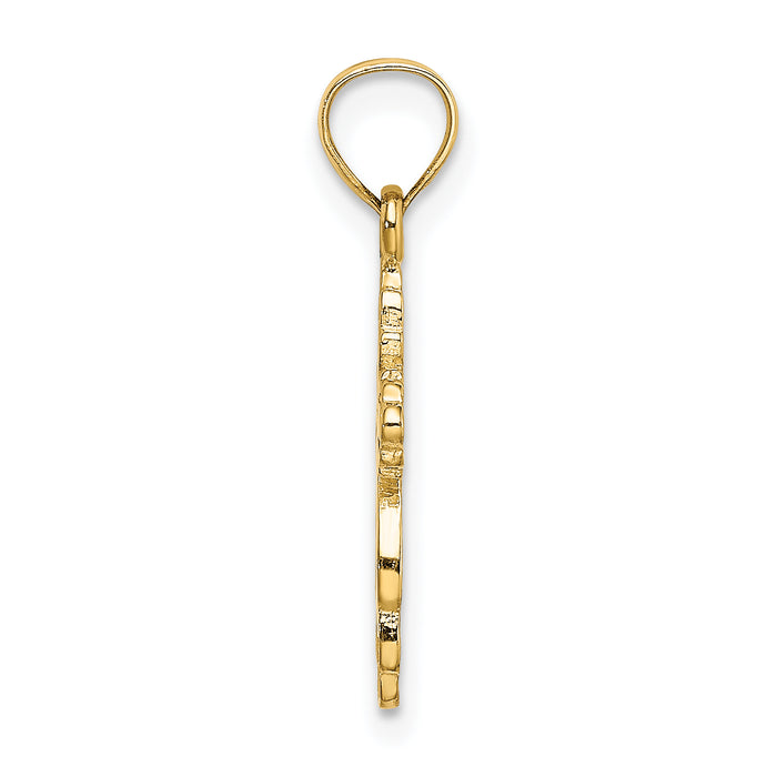 14K Solid Polished and Textured Cross Charm