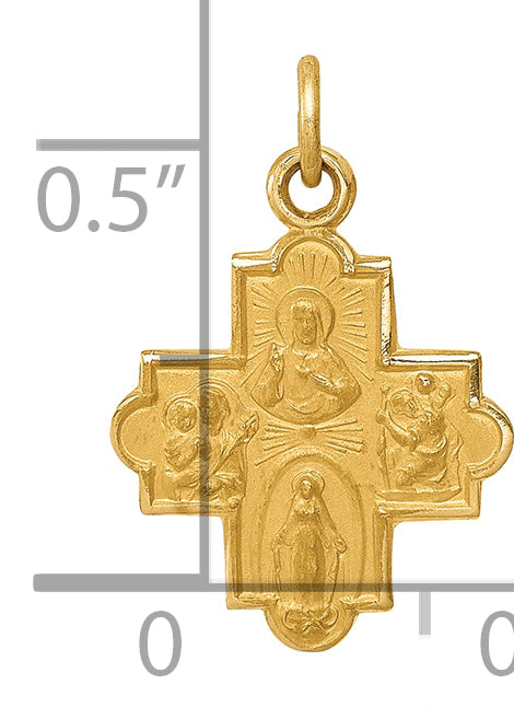 14k Solid Satin Small 4-Way Medal