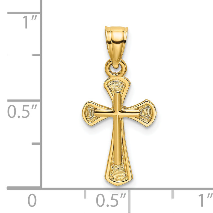 14K Solid Textured Cross Charm