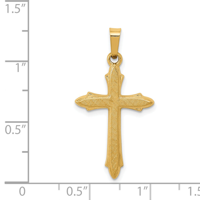 14k Textured and Polished Passion Cross Pendant