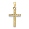 14K Textured Center Block Cross Charm