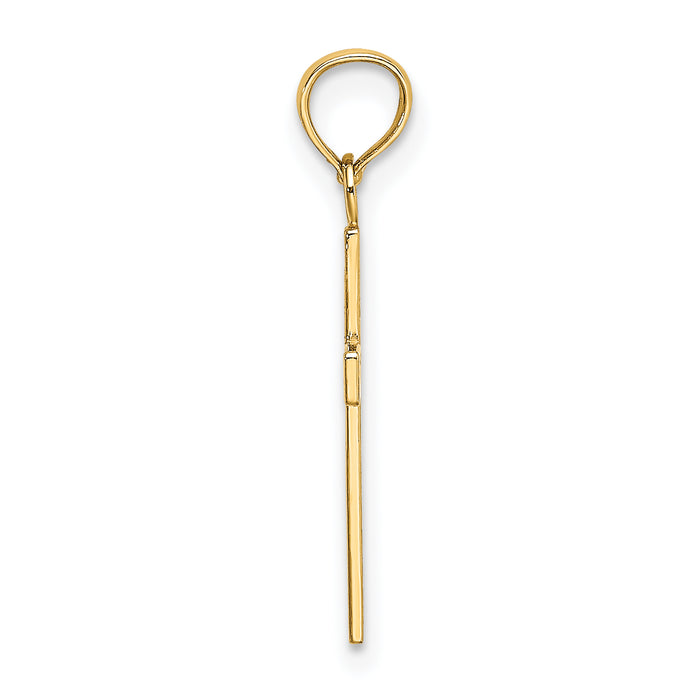 14K Textured Center Block Cross Charm