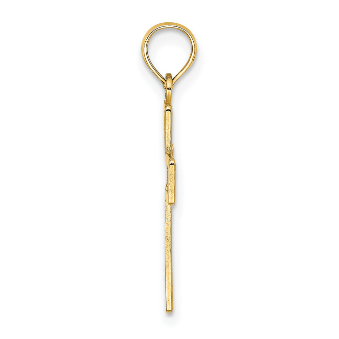 14K Textured Lace Center Cross Charm