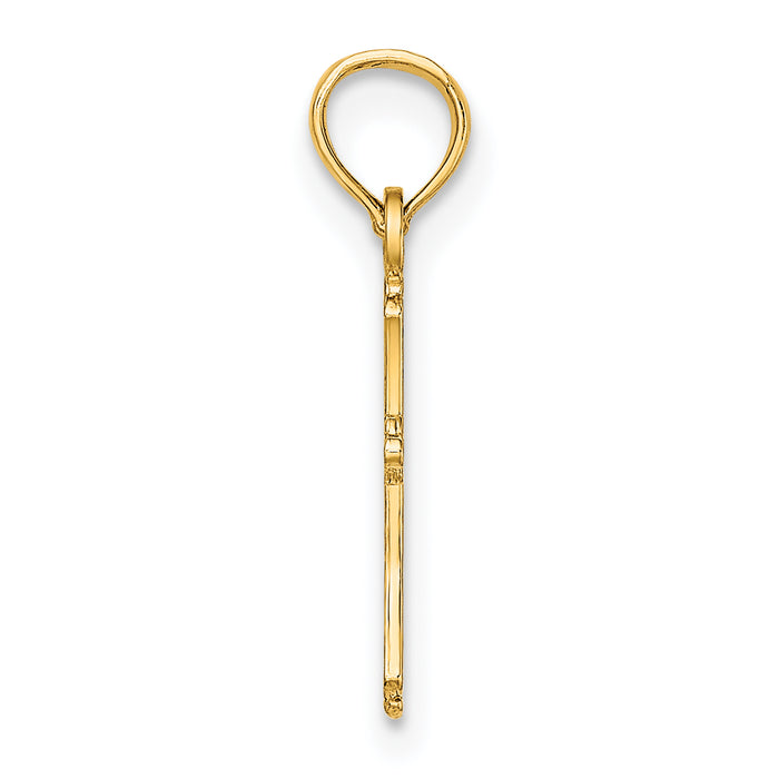 14K Textured Mini Cross Charm