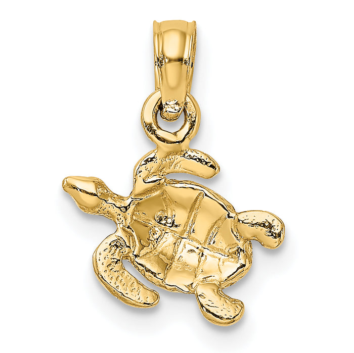 14K Textured Sea Turtle Charm