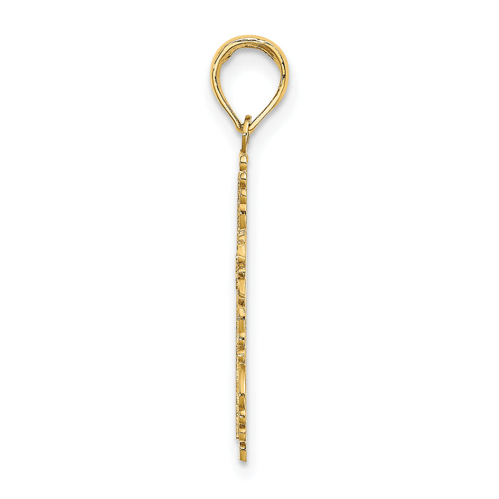 14K Textured w/ Lace Trim Cross Charm