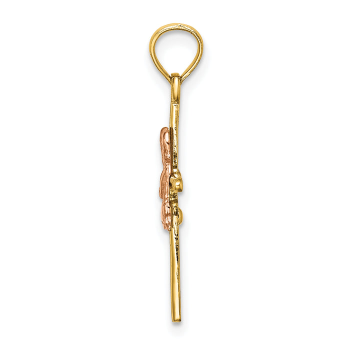 14K Two-Tone 2-D Boy On Cross Charm