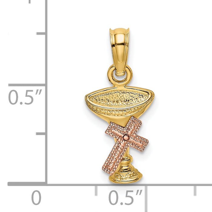 14K Two-Tone Communion Cup w/ Cross Charm
