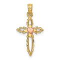 14k Two-Tone Cross w/ Heart Charm