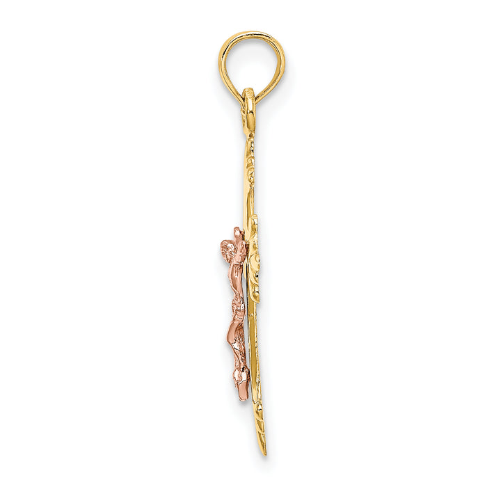 14K Two-Tone Crucifix Charm