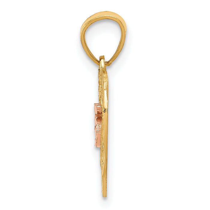 14k Two-tone Diamond-cut 15 Pendant