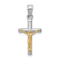 14k Two-tone Hollow Crucifix Charm