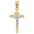 14K Two-tone INRI Crucifix Pendant