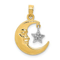 14k Two-Tone Polished Half Moon and Star Pendant