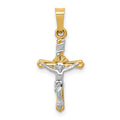 14k Two-tone Polished INRI Crucifix Pendant