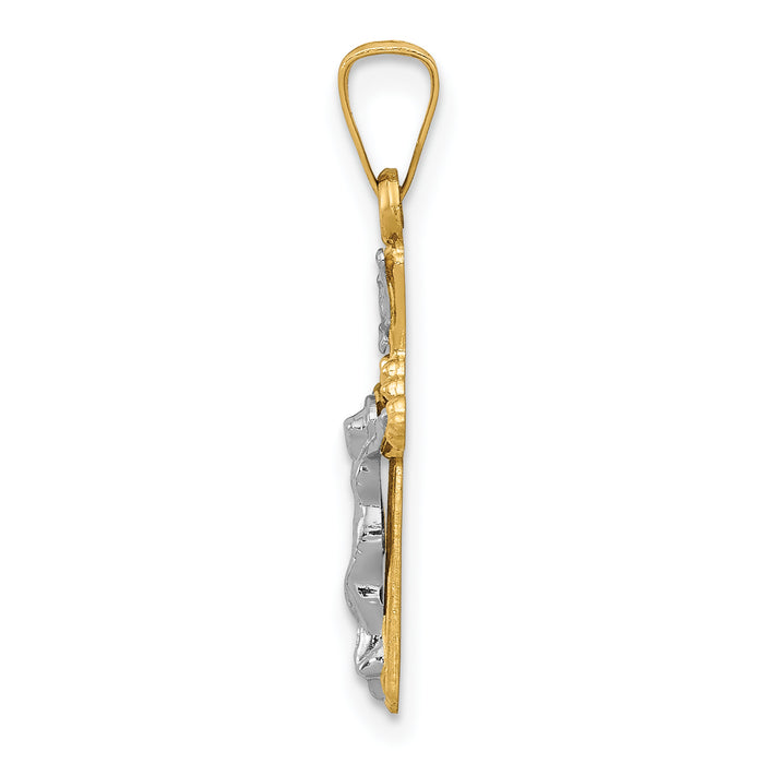 14k Two-tone Polished INRI Crucifix Pendant