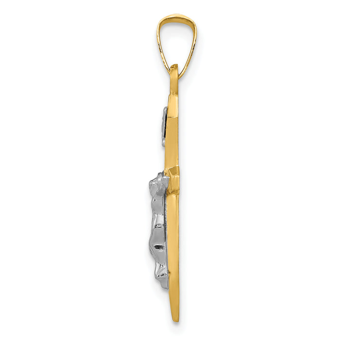 14k Two-tone Polished INRI Crucifix Pendant
