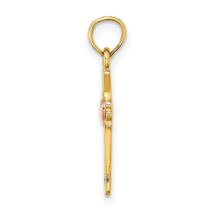 14k Two-Tone w/ Heart In Cross Charm