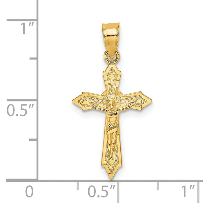 14K W/ Arrow Pointed Ends Crucifix Charm