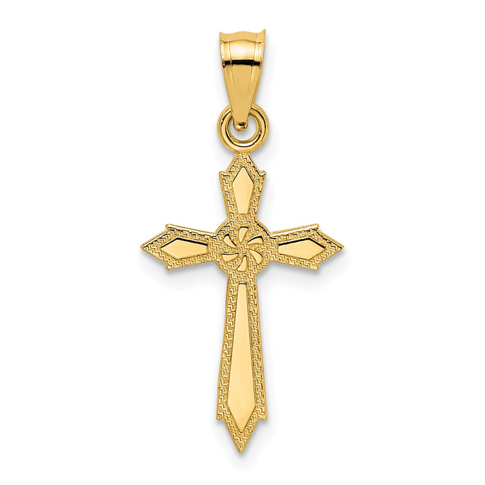 14K w/ Engraved Edges Cross Charm