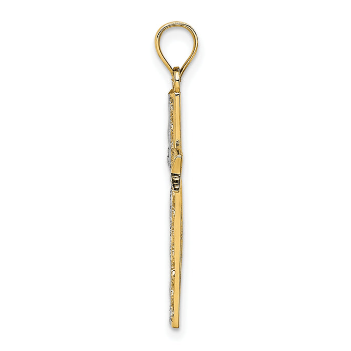 14K W/ Rhodium Cross Charm