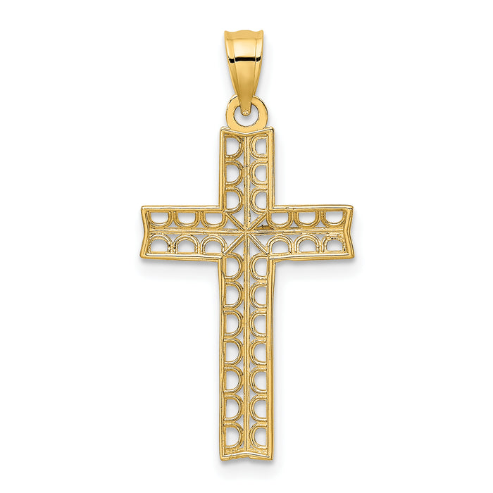 14K W/ Rhodium Cross Charm
