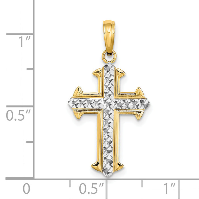 14K w/ Rhodium D/C Cross Charm